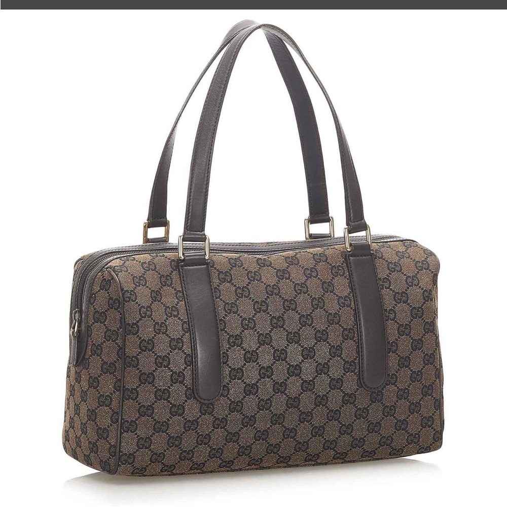 SOLD - Gucci Dark Brown GG Canvas Boston Bag